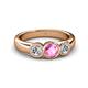 3 - Naava Lab Created Pink Sapphire and Diamond Three Stone Engagement Ring 