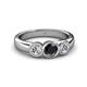 3 - Naava Black and White Diamond Three Stone Engagement Ring 