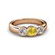 3 - Naava Lab Created Yellow Sapphire and Diamond Three Stone Engagement Ring 