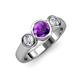 2 - Naava Amethyst and Diamond Three Stone Engagement Ring 
