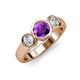 2 - Naava Amethyst and Diamond Three Stone Engagement Ring 