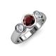 2 - Naava Red Garnet and Diamond Three Stone Engagement Ring 