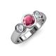 2 - Naava Rhodolite Garnet and Diamond Three Stone Engagement Ring 