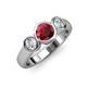 2 - Naava Ruby and Diamond Three Stone Engagement Ring 