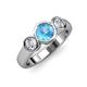 2 - Naava Blue Topaz and Diamond Three Stone Engagement Ring 
