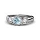 1 - Naava Aquamarine and Diamond Three Stone Engagement Ring 