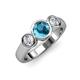 2 - Naava London Blue Topaz and Diamond Three Stone Engagement Ring 