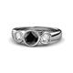 1 - Naava Black and White Diamond Three Stone Engagement Ring 