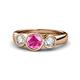 1 - Naava Pink Sapphire and Diamond Three Stone Engagement Ring 