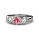 1 - Naava Pink Tourmaline and Diamond Three Stone Engagement Ring 