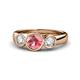 1 - Naava Pink Tourmaline and Diamond Three Stone Engagement Ring 
