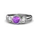 1 - Naava Amethyst and Diamond Three Stone Engagement Ring 