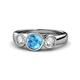 1 - Naava Blue Topaz and Diamond Three Stone Engagement Ring 