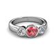 3 - Naava Pink Tourmaline and Diamond Three Stone Engagement Ring 