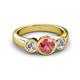 3 - Naava Pink Tourmaline and Diamond Three Stone Engagement Ring 