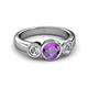 3 - Naava Amethyst and Diamond Three Stone Engagement Ring 