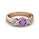 3 - Naava Amethyst and Diamond Three Stone Engagement Ring 