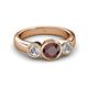3 - Naava Red Garnet and Diamond Three Stone Engagement Ring 