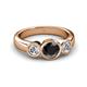 3 - Naava Black and White Diamond Three Stone Engagement Ring 