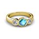 3 - Naava London Blue Topaz and Diamond Three Stone Engagement Ring 