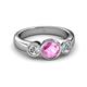 3 - Naava Pink Sapphire and Diamond Three Stone Engagement Ring 