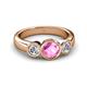 3 - Naava Pink Sapphire and Diamond Three Stone Engagement Ring 