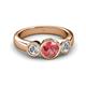 3 - Naava Pink Tourmaline and Diamond Three Stone Engagement Ring 