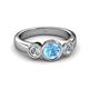 3 - Naava Blue Topaz and Diamond Three Stone Engagement Ring 