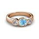 3 - Naava Blue Topaz and Diamond Three Stone Engagement Ring 