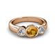 3 - Naava Citrine and Diamond Three Stone Engagement Ring 