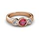 3 - Naava Ruby and Diamond Three Stone Engagement Ring 