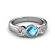 3 - Naava London Blue Topaz and Diamond Three Stone Engagement Ring 