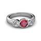 3 - Naava Ruby and Diamond Three Stone Engagement Ring 