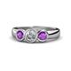 1 - Naava Diamond and Amethyst Three Stone Engagement Ring 
