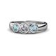 1 - Naava Diamond and Aquamarine Three Stone Engagement Ring 