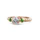 1 - Azalea Diamond and Green Garnet Three Stone Engagement Ring 