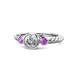 1 - Azalea Diamond and Amethyst Three Stone Engagement Ring 