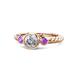1 - Azalea Diamond and Amethyst Three Stone Engagement Ring 
