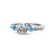 1 - Azalea Diamond and Blue Topaz Three Stone Engagement Ring 