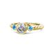 1 - Azalea Diamond and Blue Topaz Three Stone Engagement Ring 