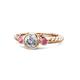 1 - Azalea Diamond and Rhodolite Garnet Three Stone Engagement Ring 