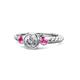 1 - Azalea Diamond and Pink Sapphire Three Stone Engagement Ring 
