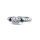 1 - Azalea Blue and White Diamond Three Stone Engagement Ring 