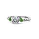 1 - Azalea Diamond and Green Garnet Three Stone Engagement Ring 