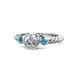 1 - Azalea Diamond and London Blue Topaz Three Stone Engagement Ring 