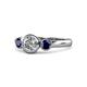 1 - Avrit Diamond and Blue Sapphire Three Stone Engagement Ring 