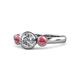 1 - Avrit Diamond and Pink Tourmaline Three Stone Engagement Ring 