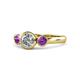 1 - Avrit Diamond and Amethyst Three Stone Engagement Ring 