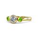 1 - Avrit Diamond and Peridot Three Stone Engagement Ring 