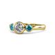 1 - Avrit Diamond and London Blue Topaz Three Stone Engagement Ring 